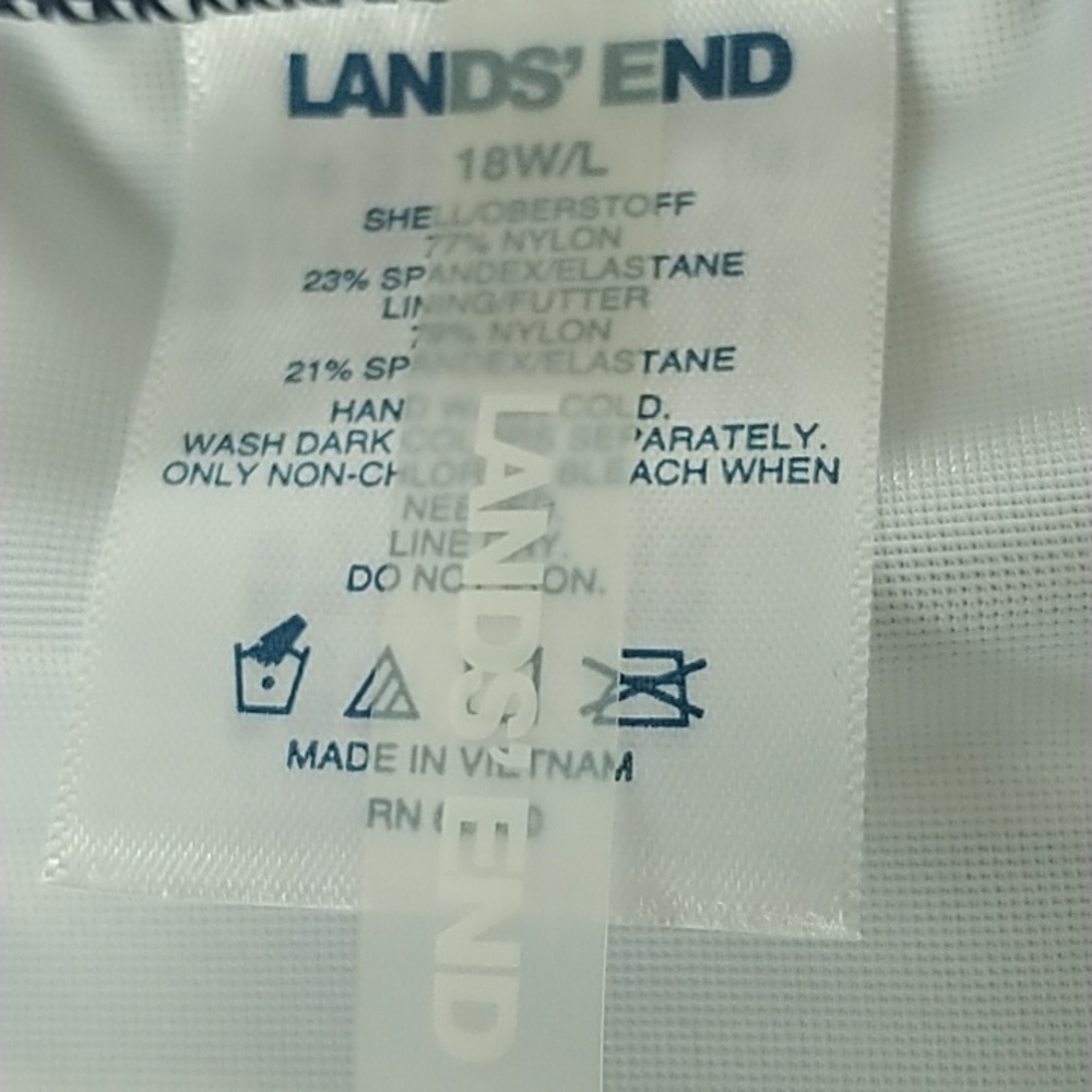 Land's End Deep Sea Mixed Diagonal Stripe High Neck Tankini Top 18W/L - Picture 5 of 7